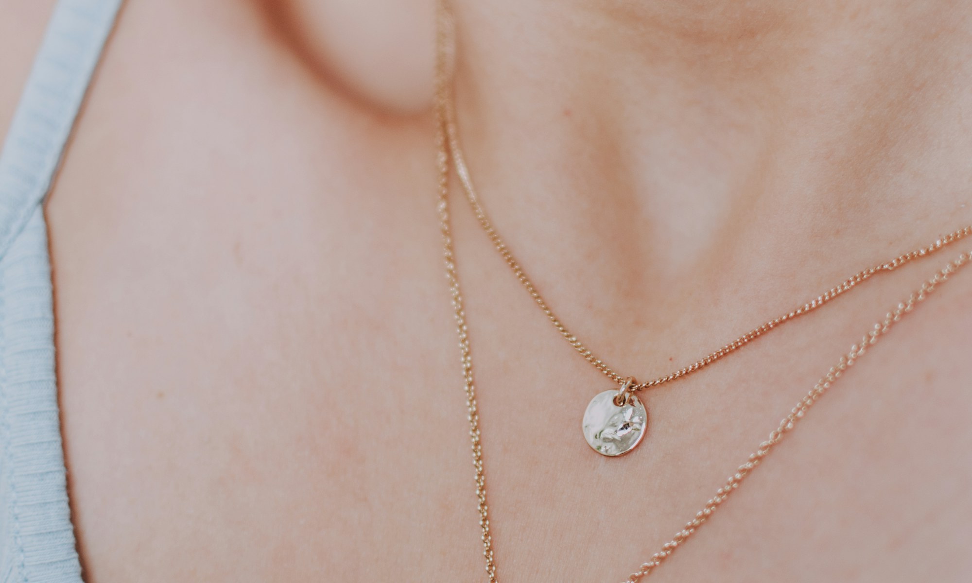 Close-up detail of a statement necklace